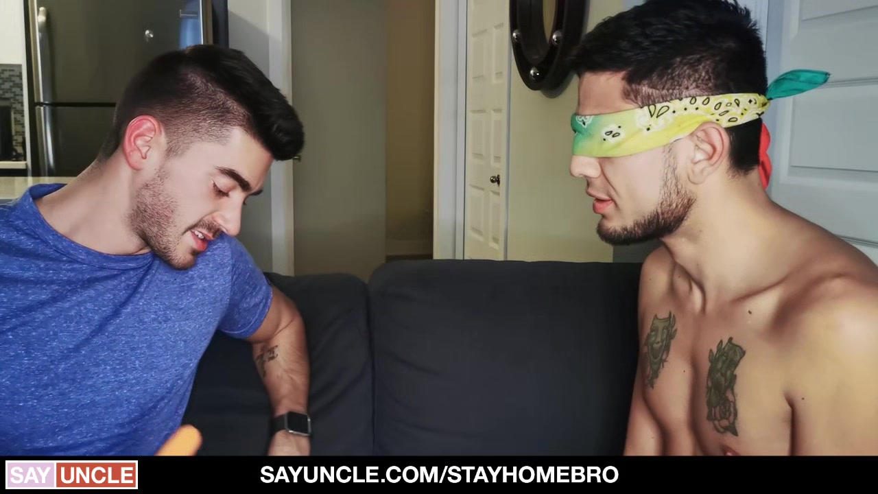 Blindfolded Roommate Gets Cock To Distract Him