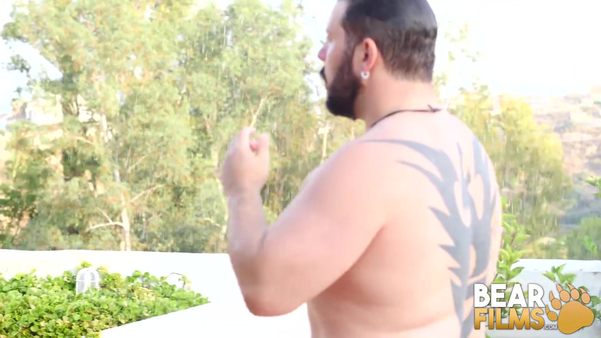 BEARFILMS Kinky Cub Adam Jones Sunbathes Before Jerking Off