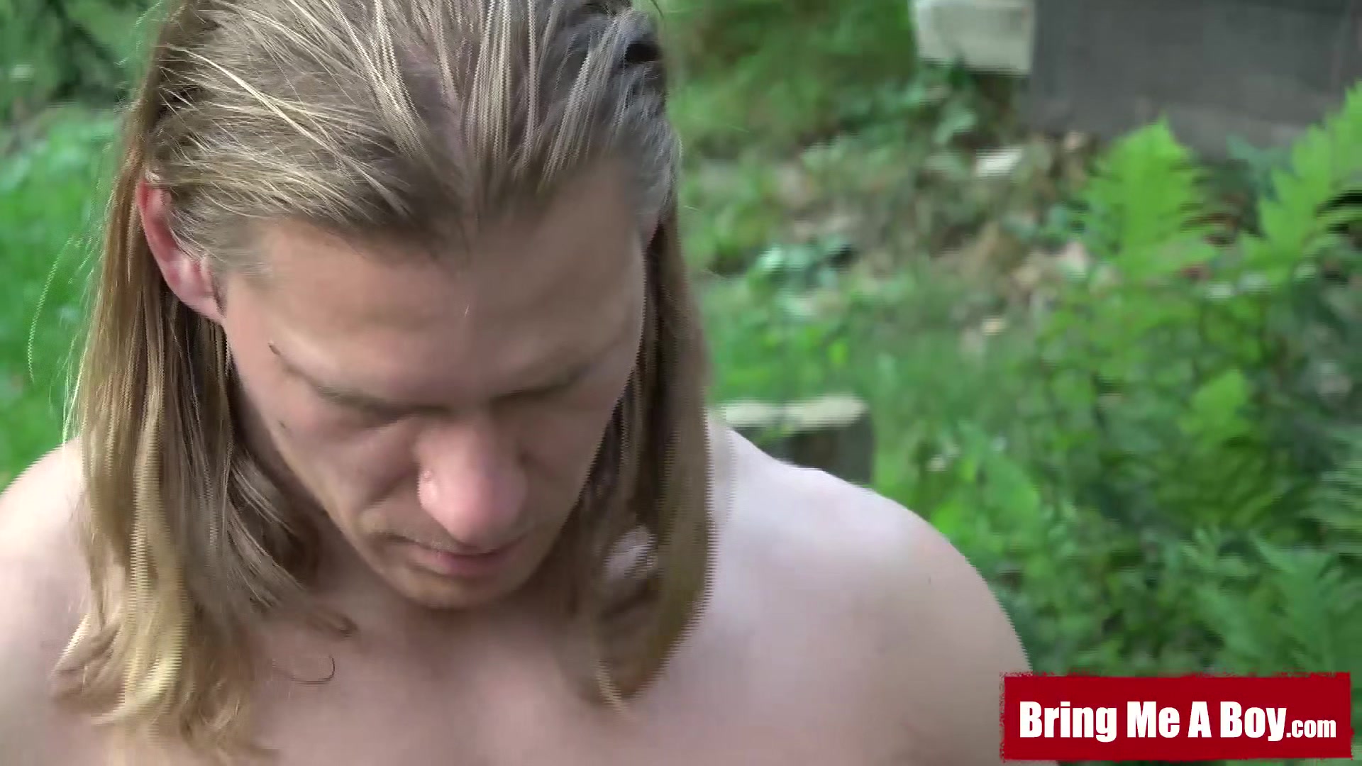 Inked twink barebacked after outdoor massage with Step daddy