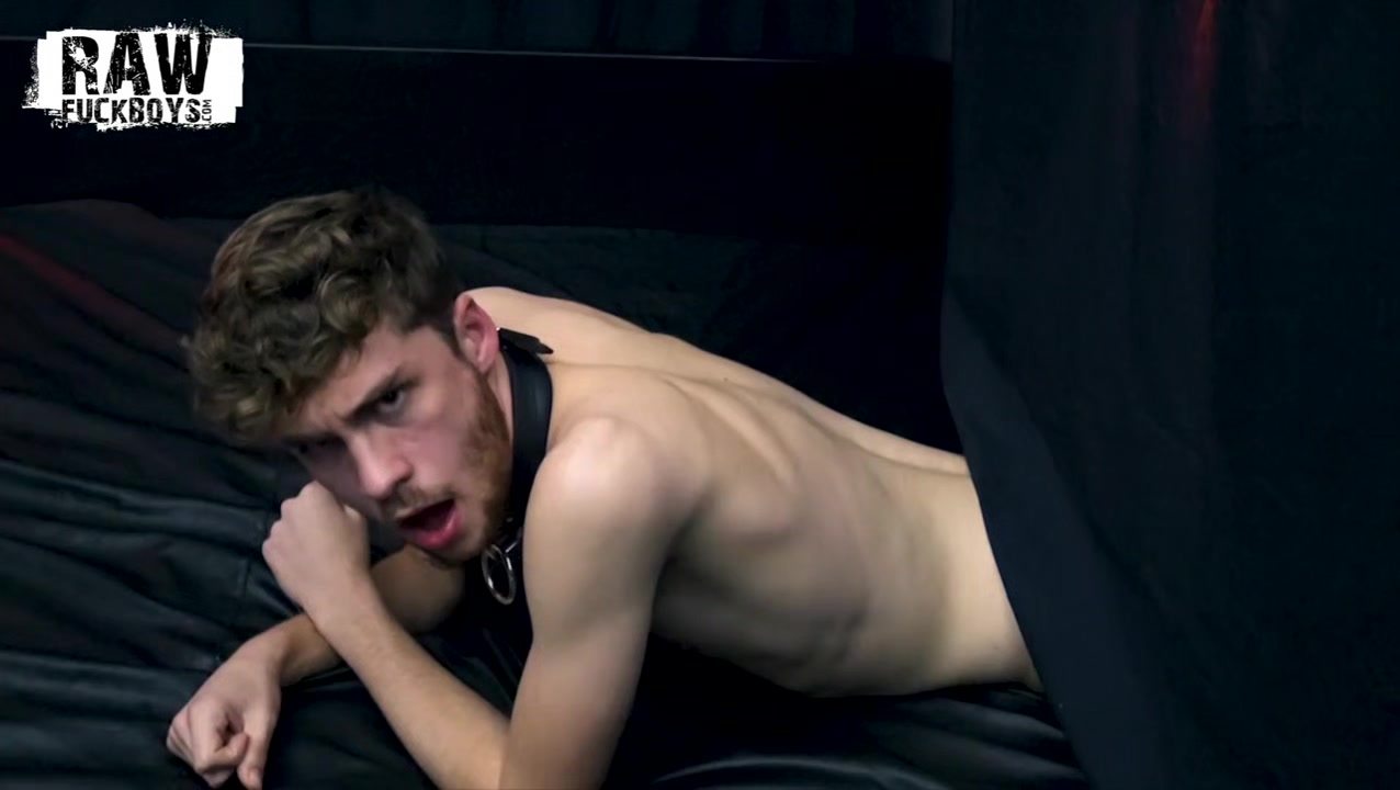 RawFuckBoys - Collared twink fucked by dildo before bareback breeding