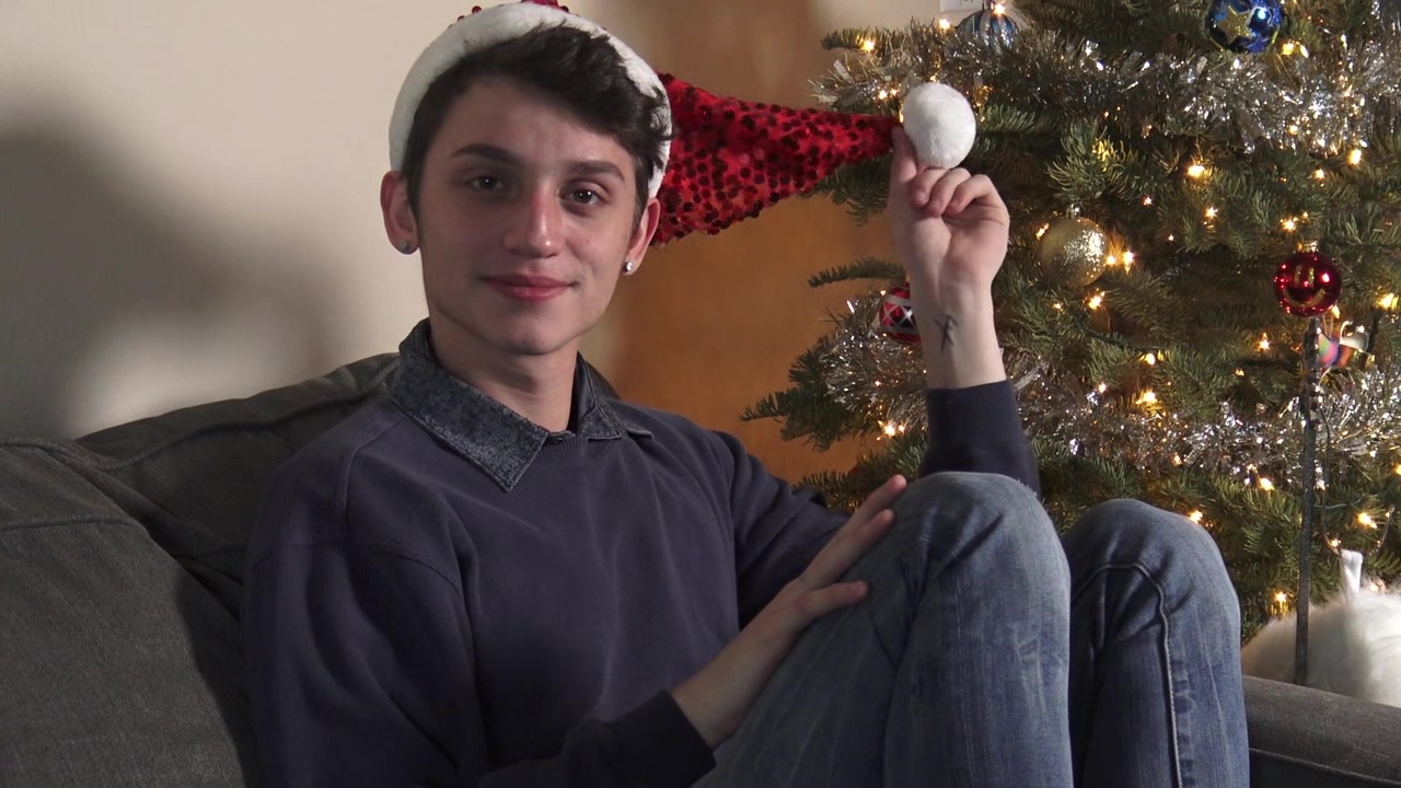 Hung 8teenBoy Lucas Burke jerks off on the couch