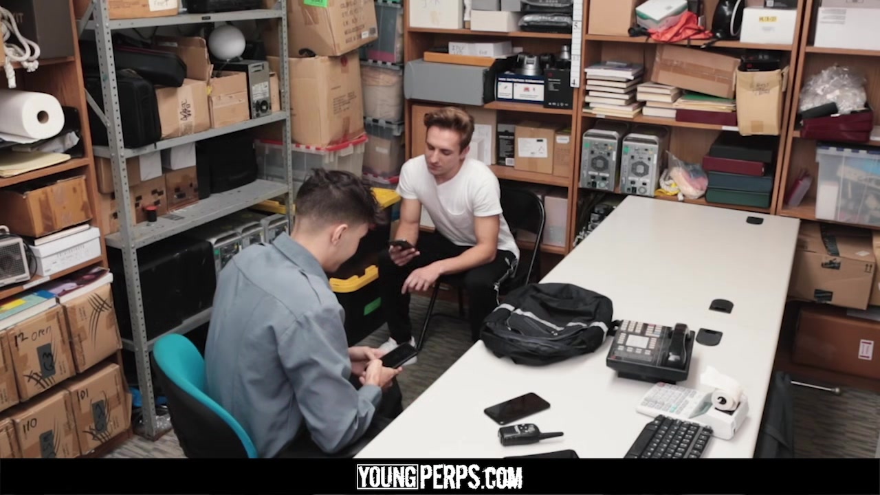 YoungPerps - Cute Boy Caught Stealing Cell Phones Gets Fucked By Two Guards