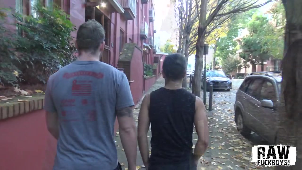 Hairy gay sucked off before eating muscular jock cum on roommates film