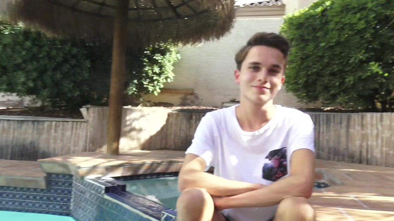 Cute twink Cody Wilson jerks off by the pool