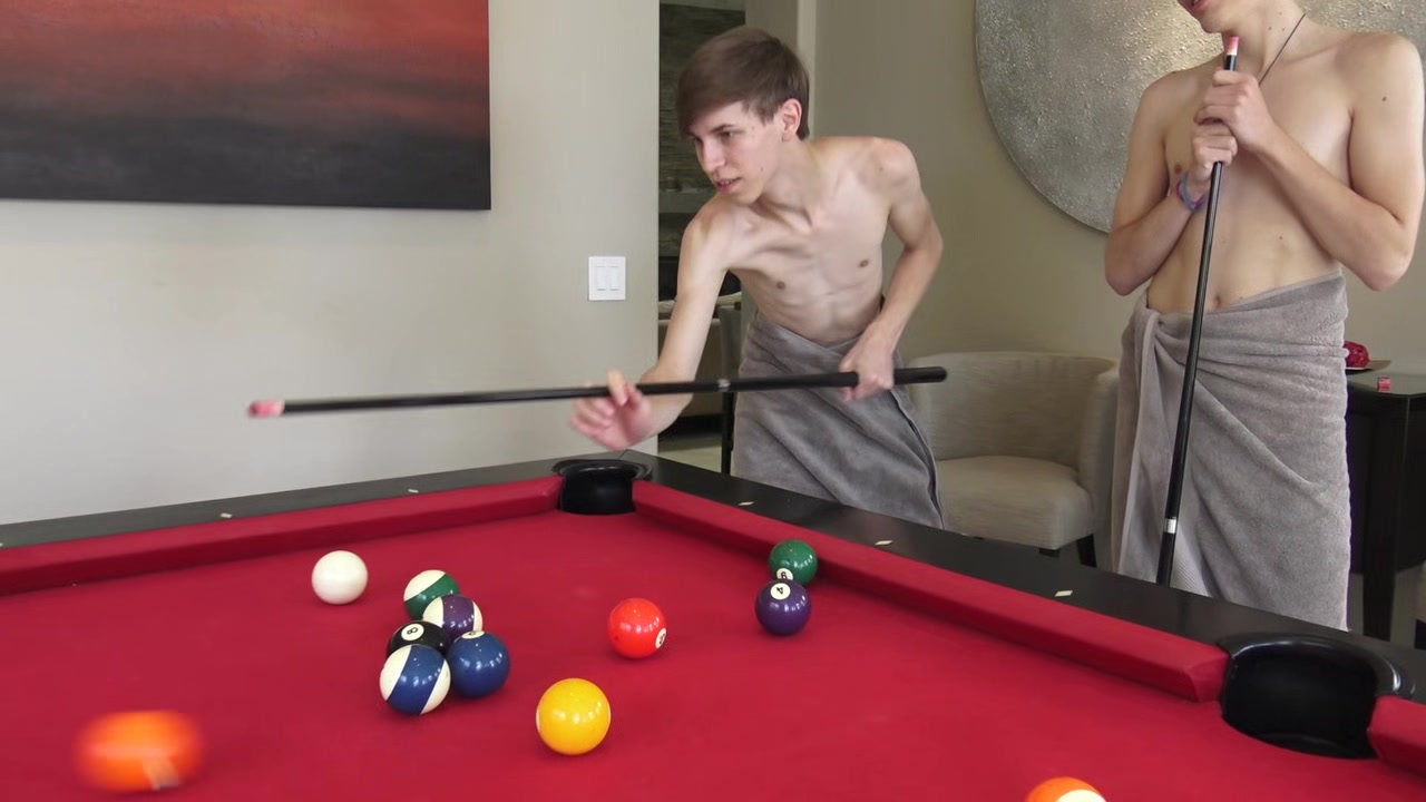Horse hung twink Gabe Isaac fucks 8teenBoy Dustin Cook bareback on a pool table