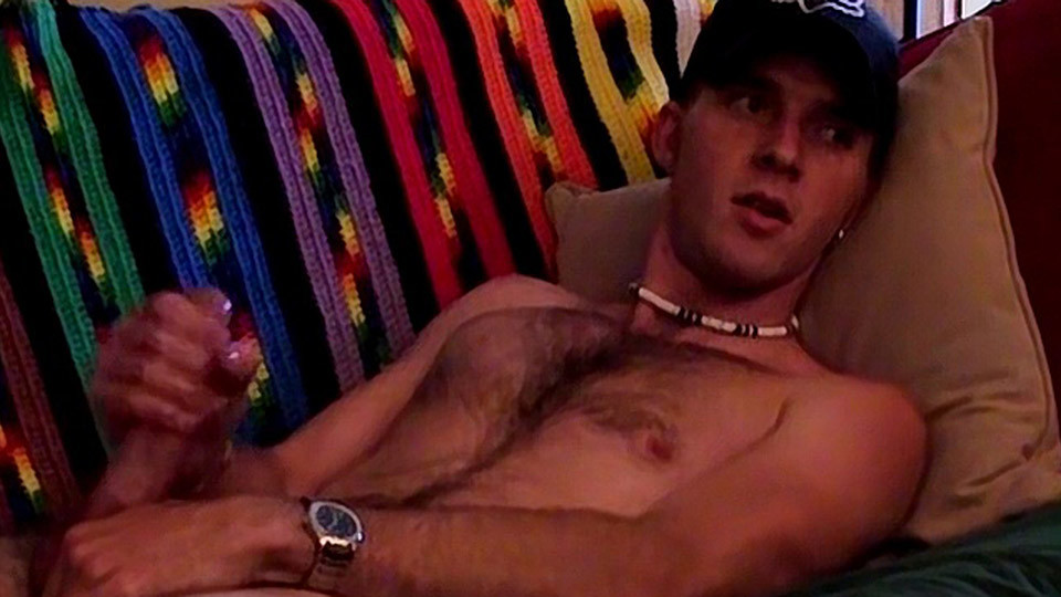 Hairy Twink Larry Strokes His Large Cock - Larry