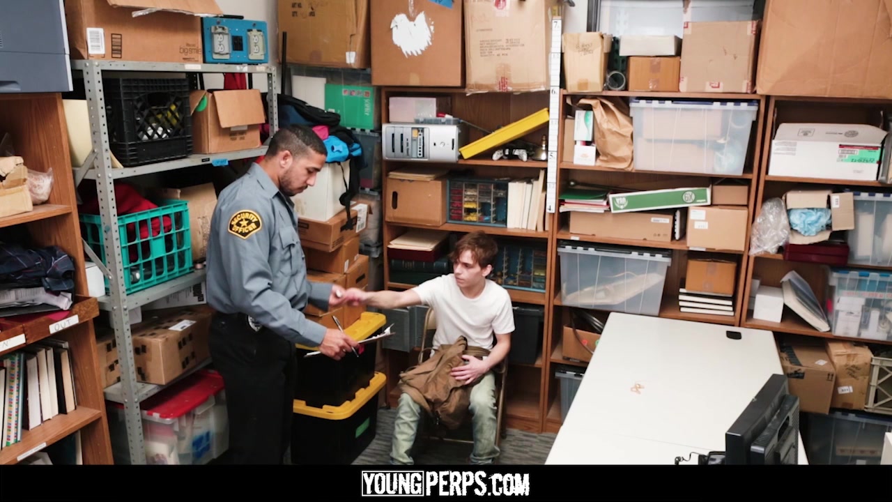 YoungPerps - Tiny shoplifter gets fucked by two mall cop