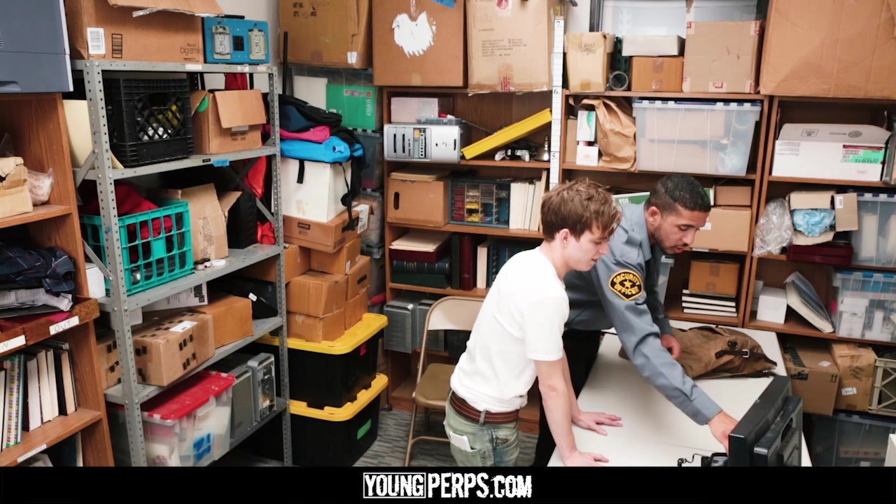 YoungPerps - Tiny shoplifter gets fucked by two mall cop