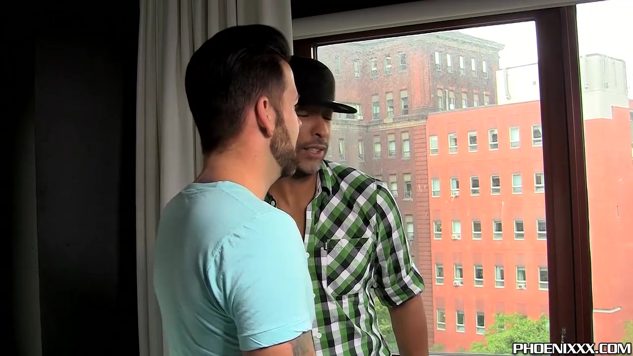 Hot tattoed stud fucking black dude hard