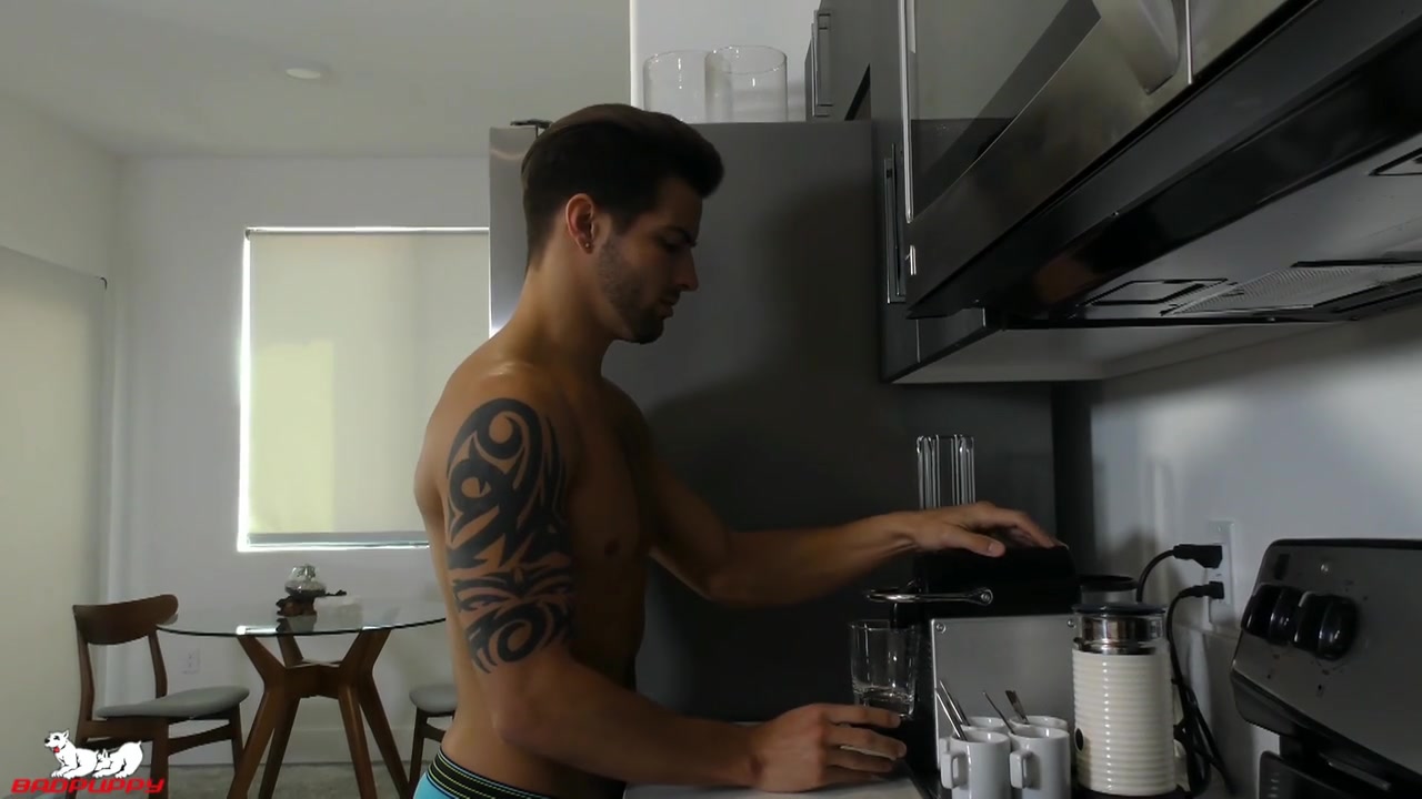 Hot Stud Casey has more than coffee for breakfast