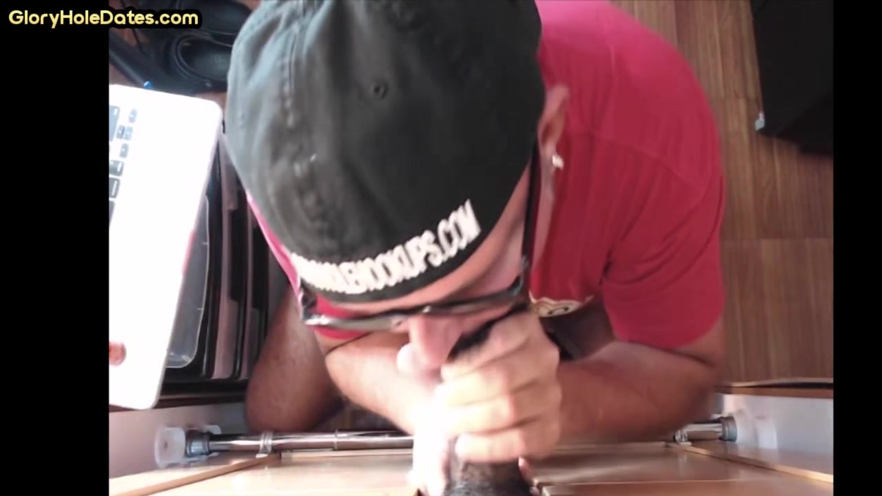 Gloryhole real DILF sucks cock at home till cum in mouth