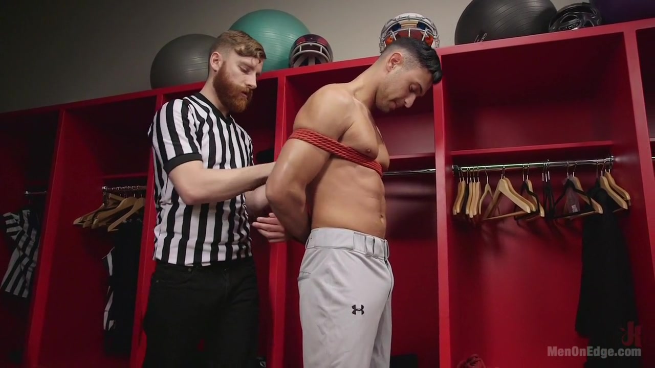 Coach Edges Hot Baseball Player in Locker Room