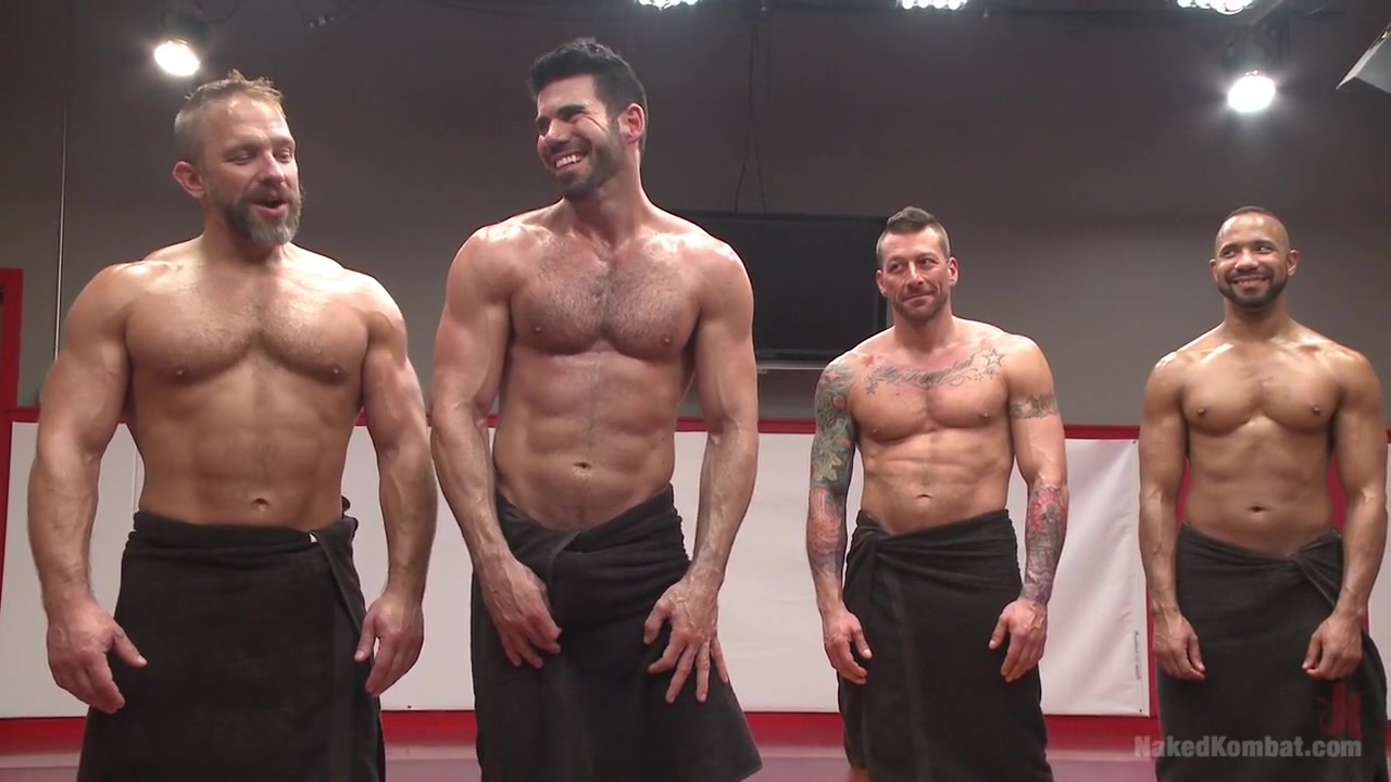 Muscle on Muscle: Live Tag Team Oil Match Between 4 Ripped Hunks!
