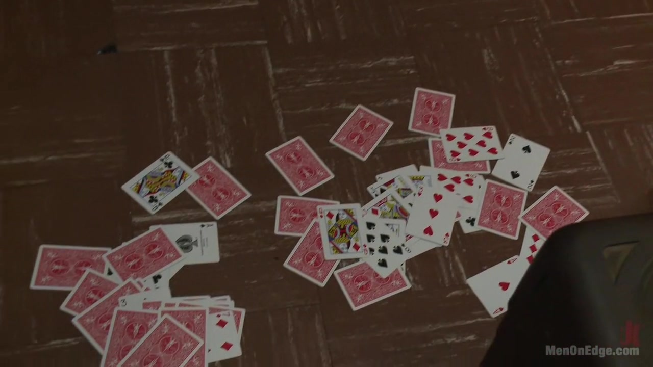 Ripped stud has his cock relentlessly edged after losing strip poker