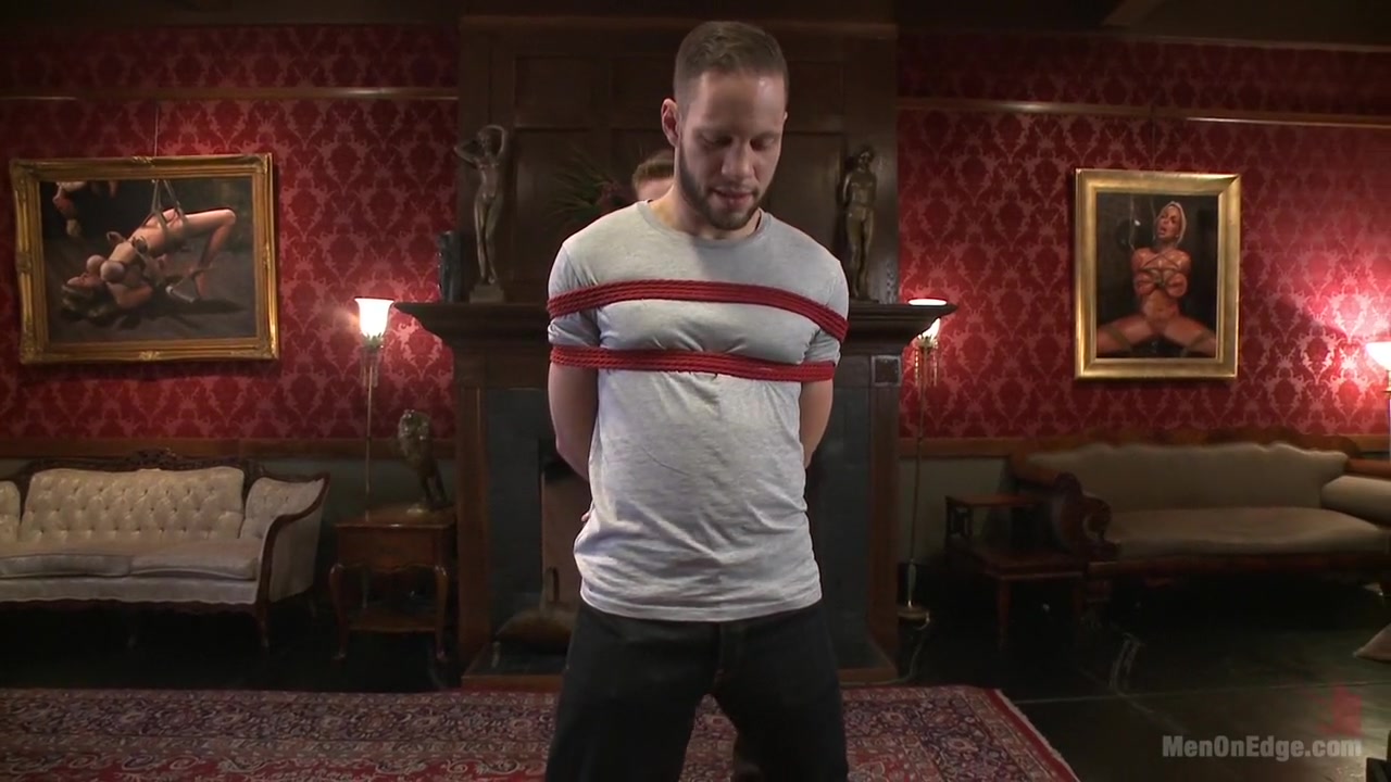 Wolf Hudson's giant uncut cock gets tied up and relentlessly edged