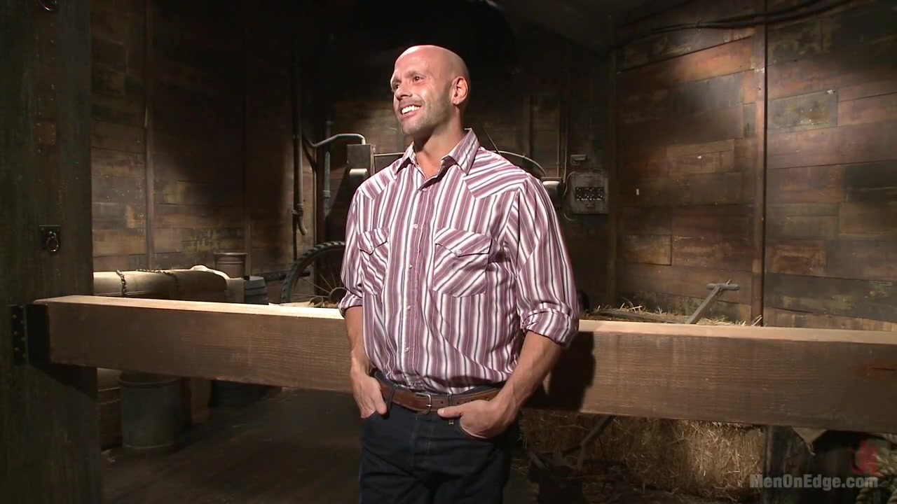 Hot cowboy tied up for the first time and shoots a load onto his face!