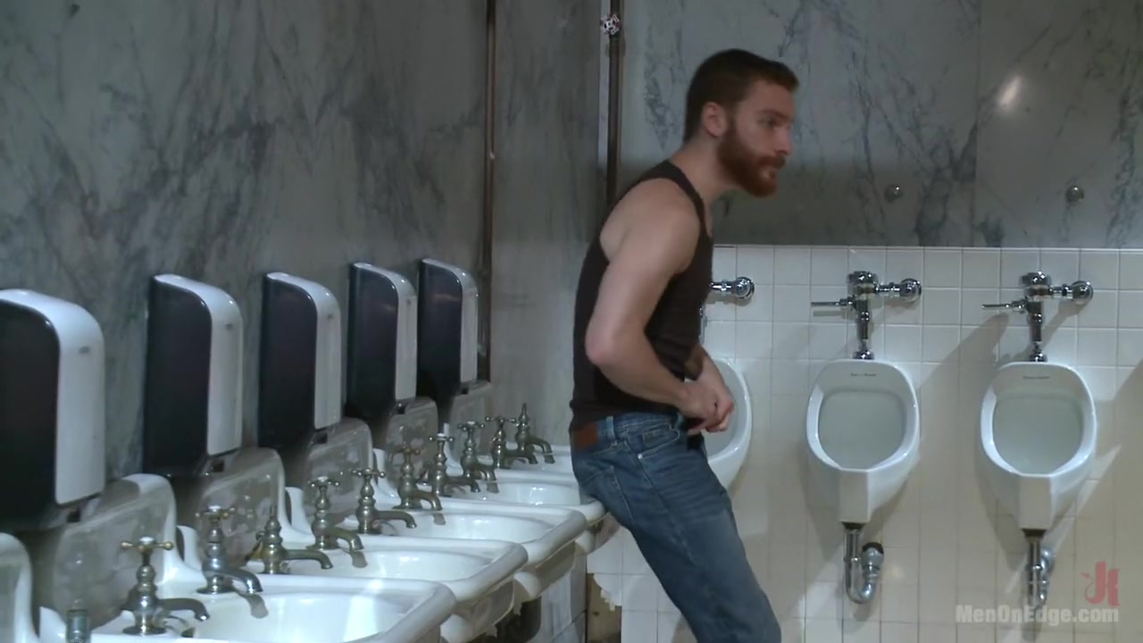Edging a hot cop in a public restroom