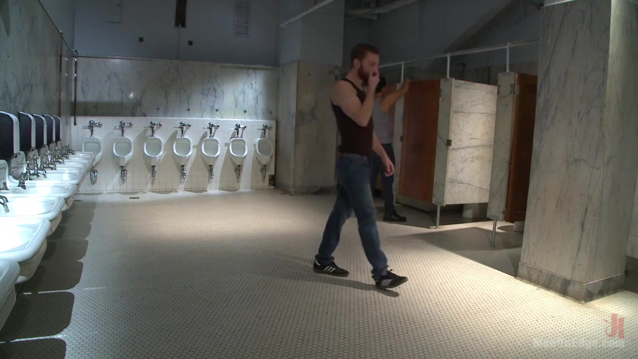Edging a hot cop in a public restroom