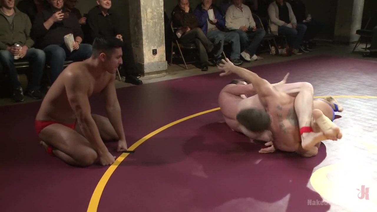 Four hot studs fight for the right to fuck in front of a live crowd!