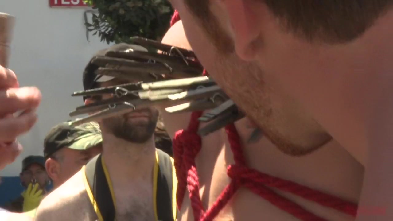 Bound hunk publicly tormented and gang fucked for his first Dore Alley