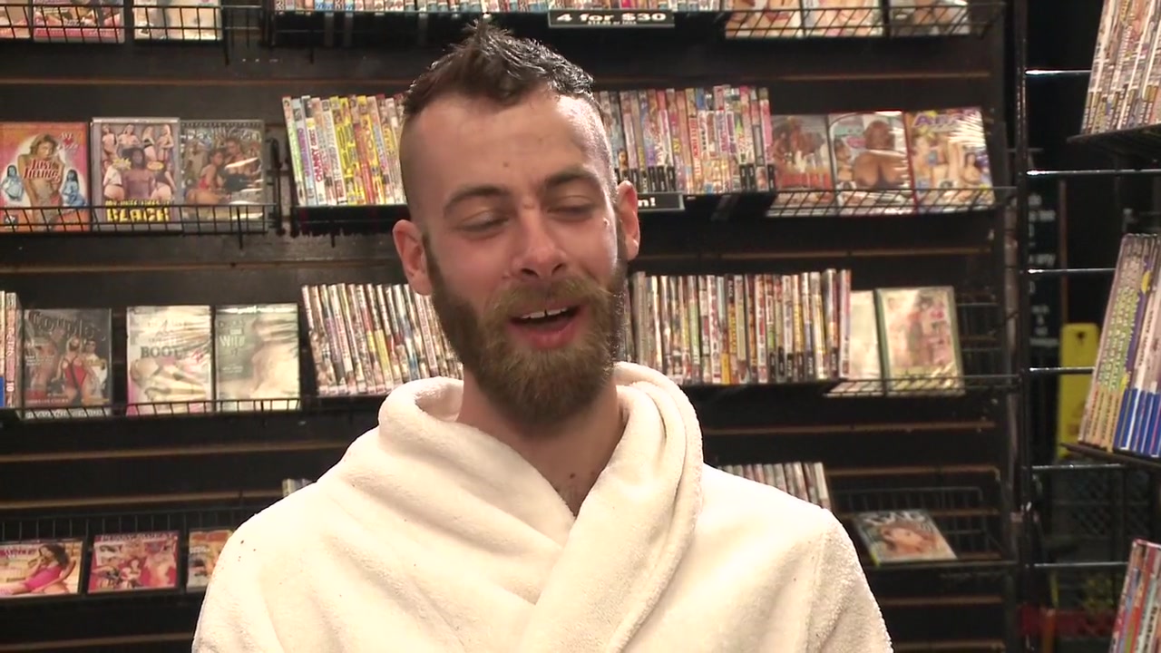 Beard full of cum - Bound stud fucked with machines and cock alike!