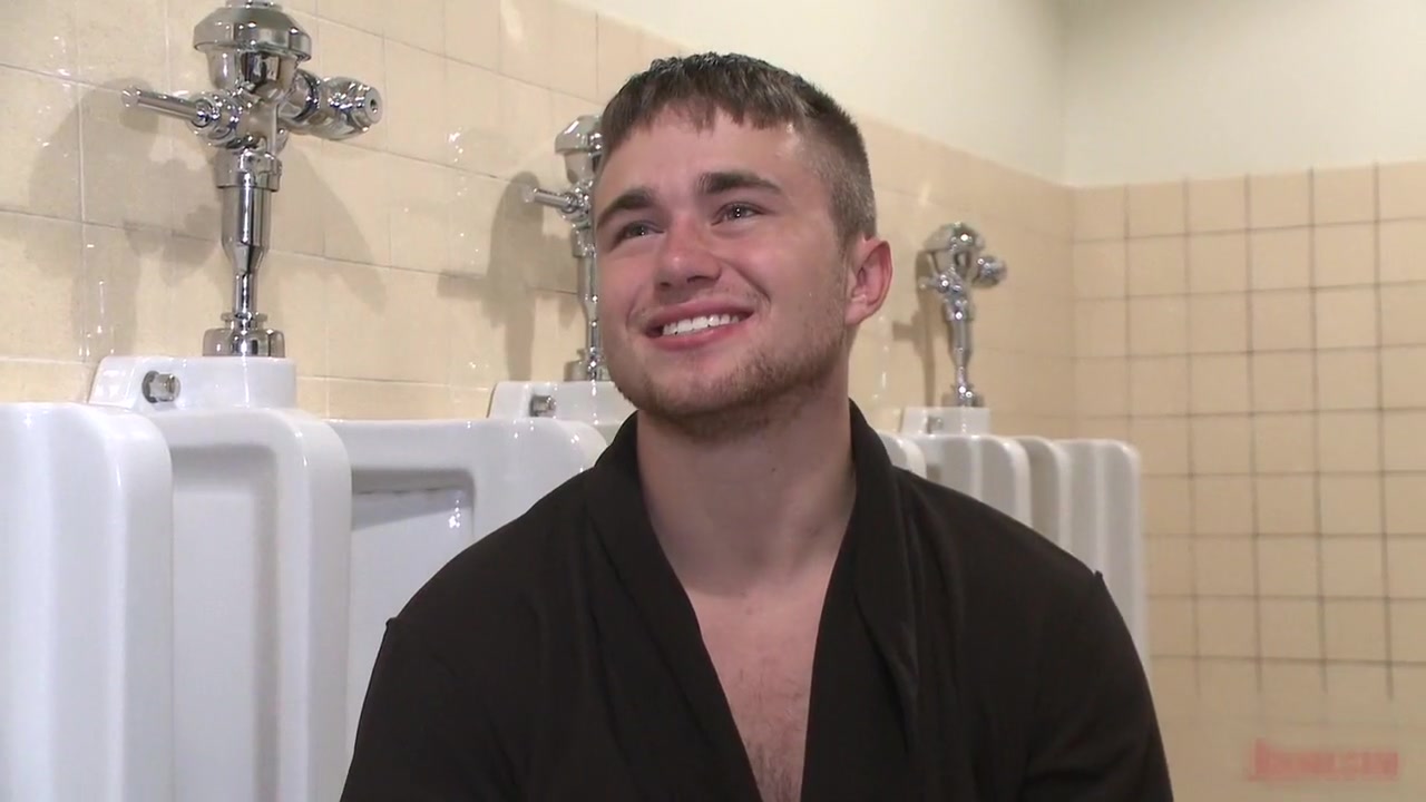 Bathroom whore stuffed full of cock and covered in cum