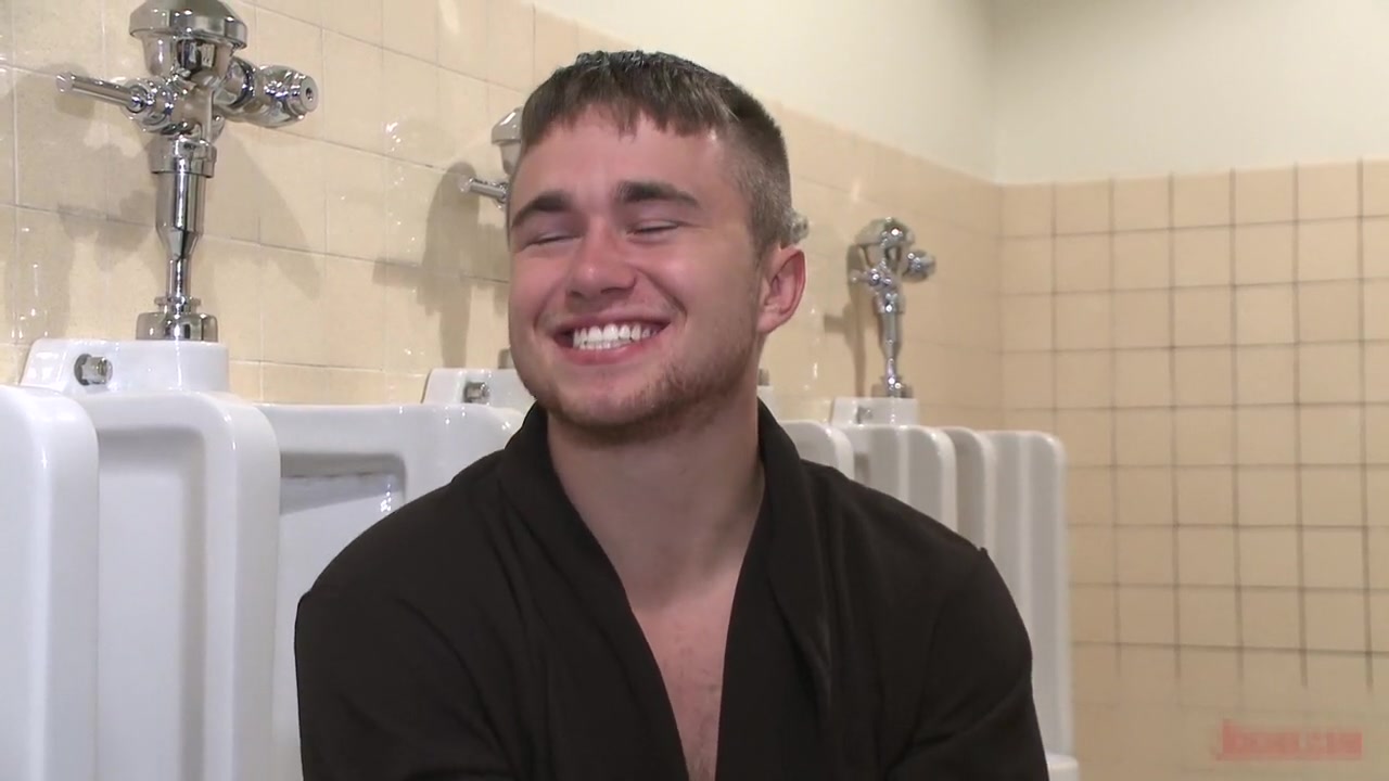 Bathroom whore stuffed full of cock and covered in cum