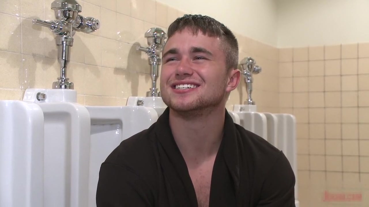 Bathroom whore stuffed full of cock and covered in cum