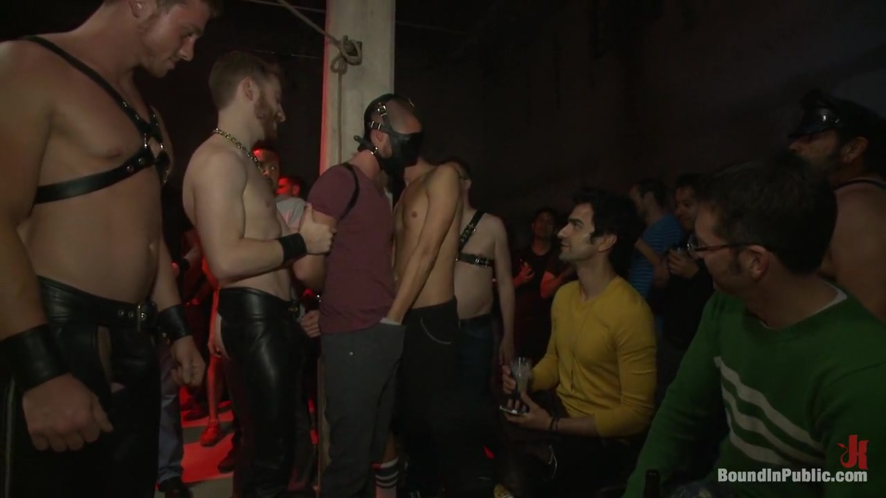 Southern stud gets fucked and showered with cum in front of 100 men!