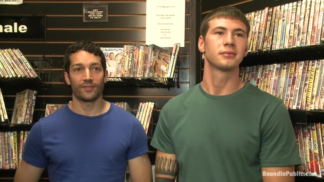 Hot sex shop thief fucked and pissed on in the back arcade