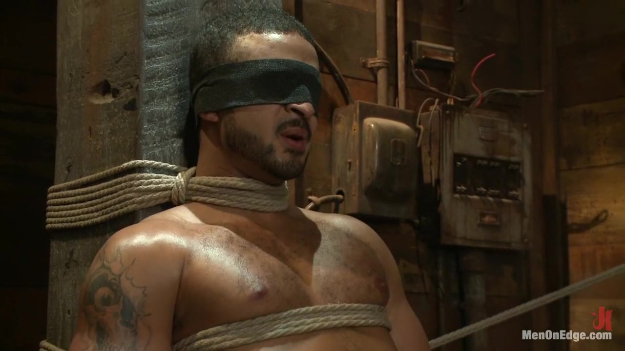 Bound Captured Stud Cums in Mid-air