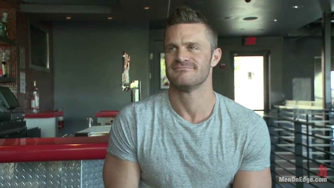 Muscled Bartender Gets Taken Down, Bound and Edged