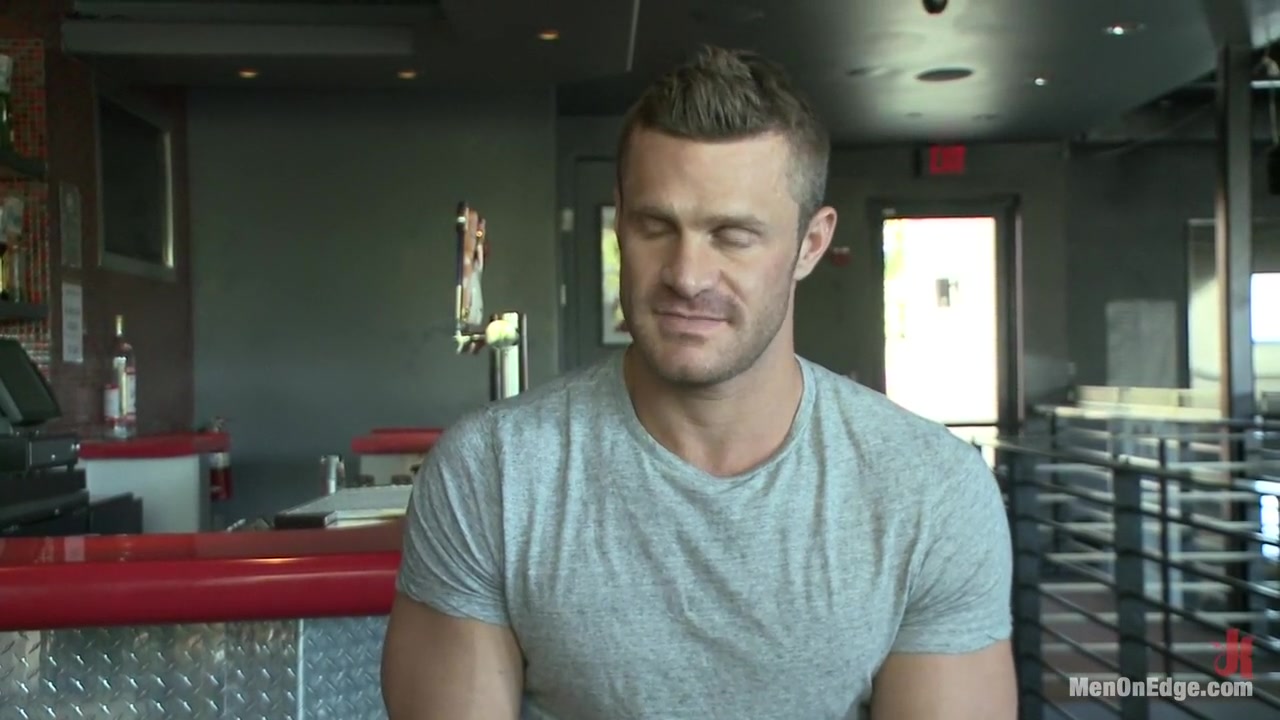 Muscled Bartender Gets Taken Down, Bound and Edged