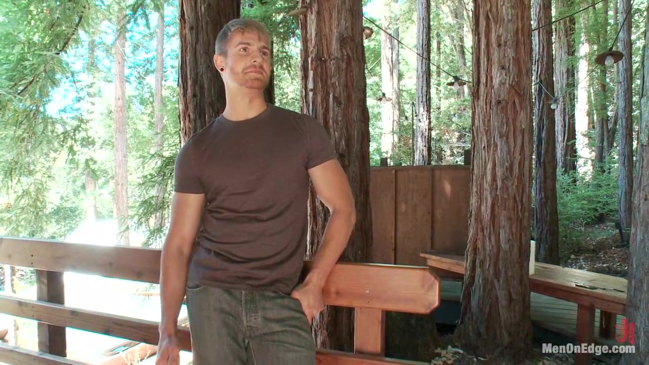 Captured straight jock gets his tight ass violated in the deep woods