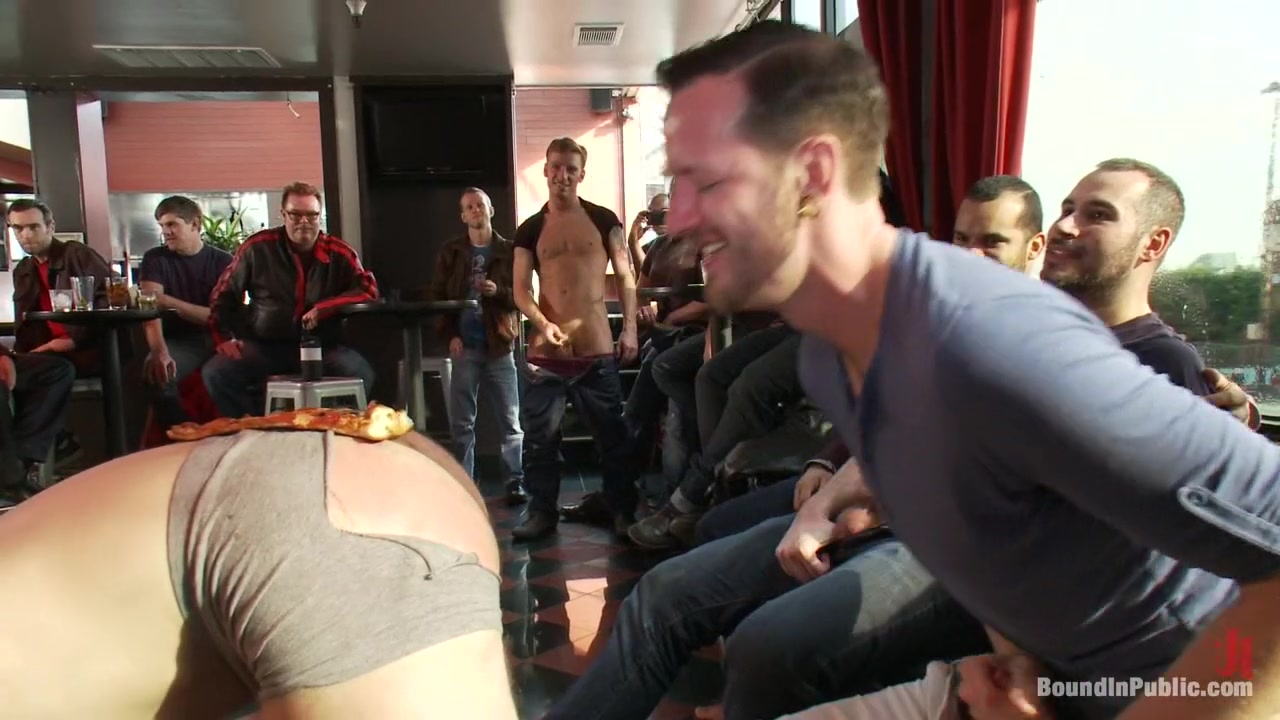 Muscle stud uses and abuses his boy in front of a horny lunch crowd.