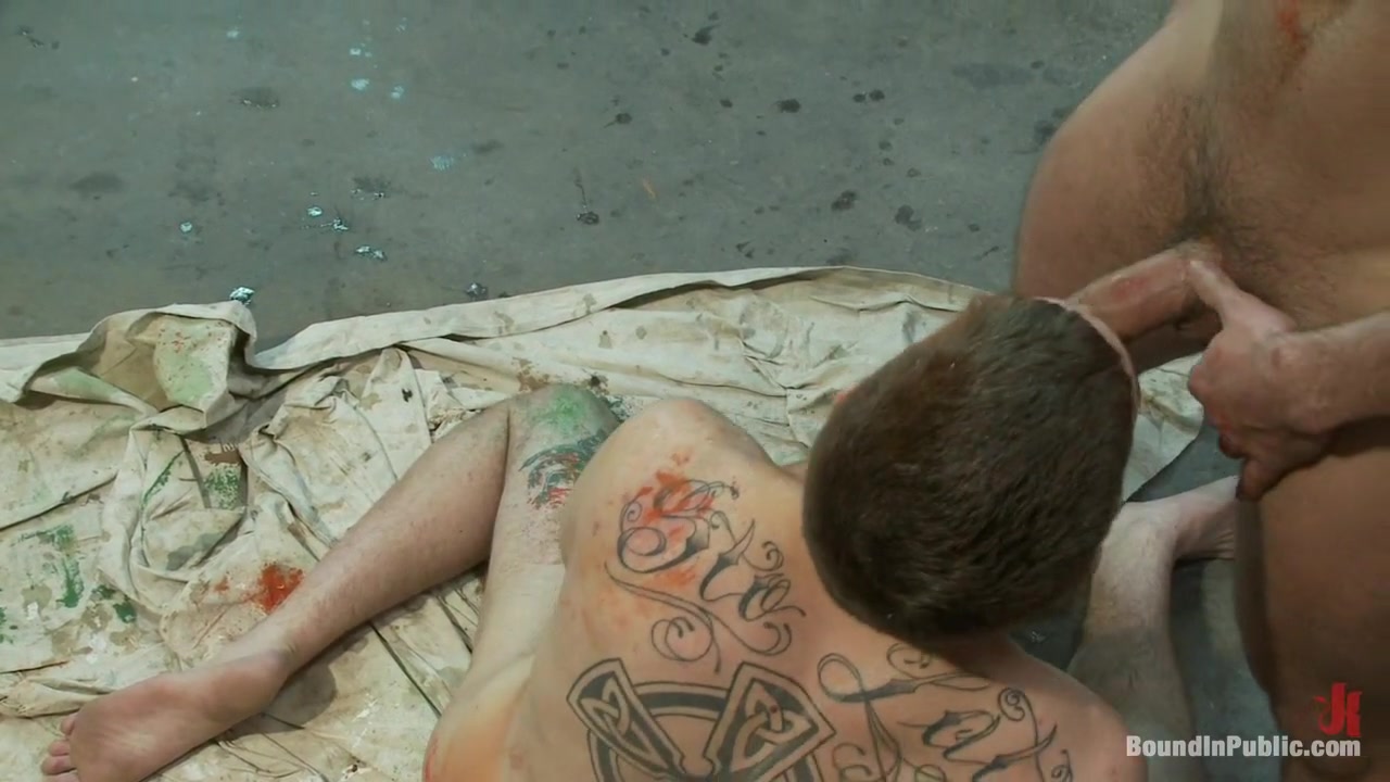 Straight stud's butthole gets violated by the Gay Mafia in the paint shop.