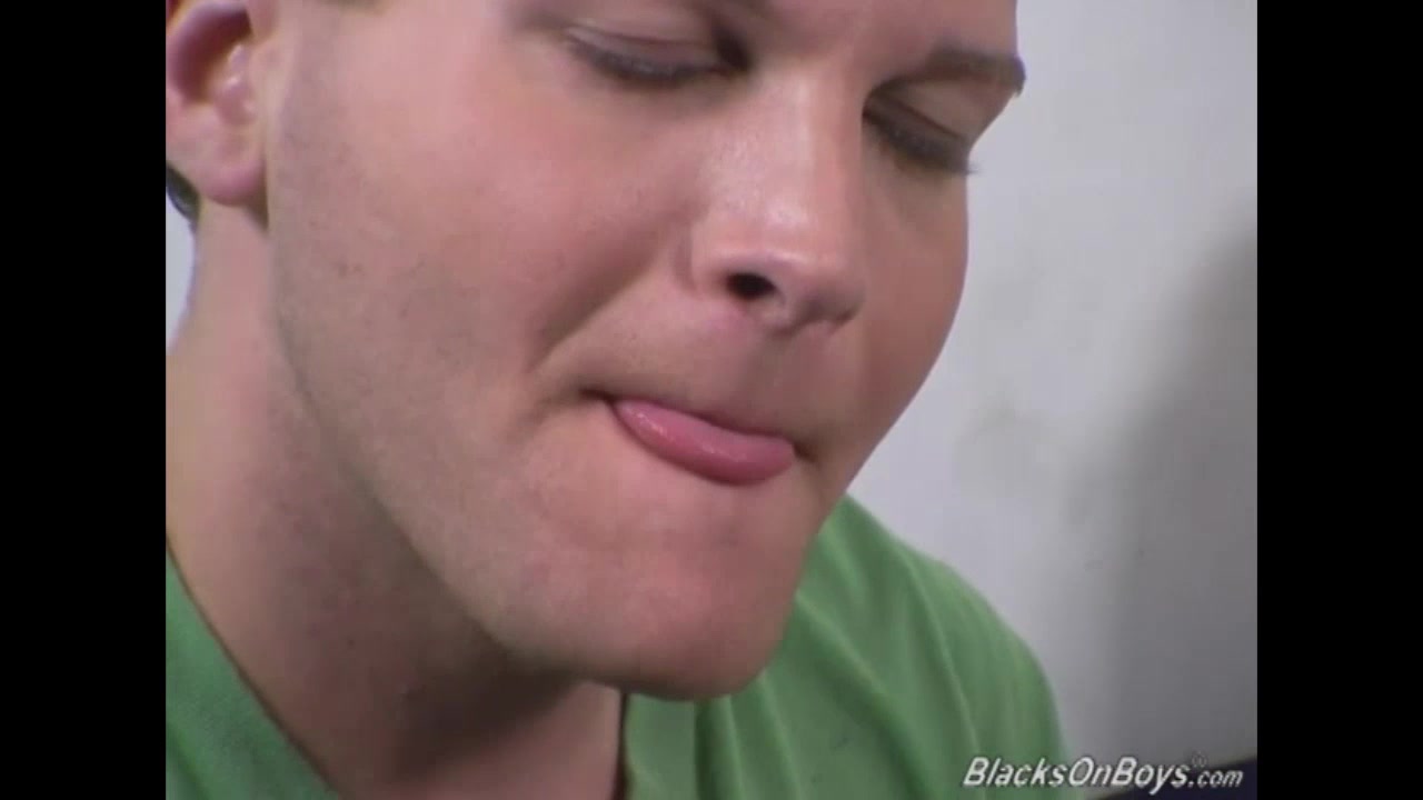 Blonde guy does terrible blowjob on a black cock