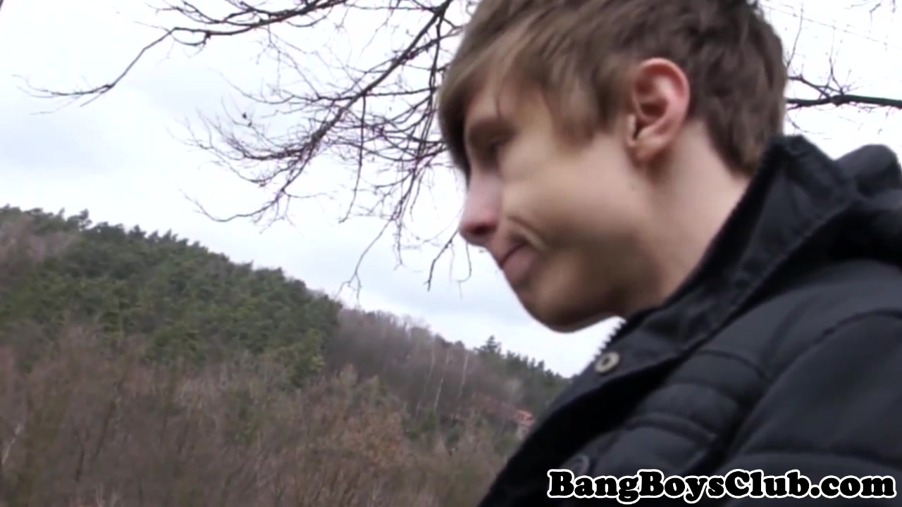 Outdoor euro bareback fucked before cumshot