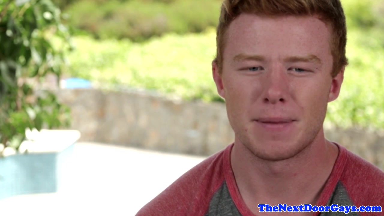 Freckled ginger stud in solo masturbation