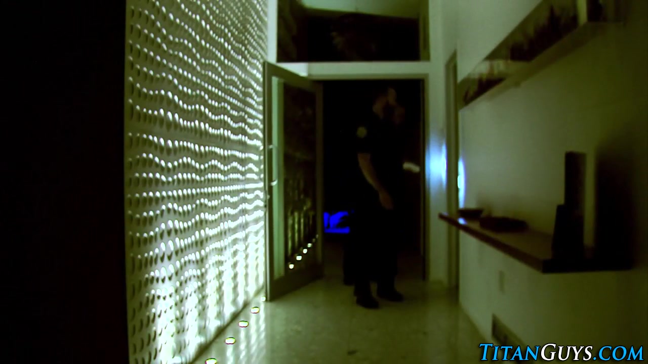 Buff cop pisses and cums
