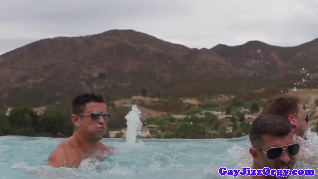 Muscular outdoor hunks spitroasted in the sun