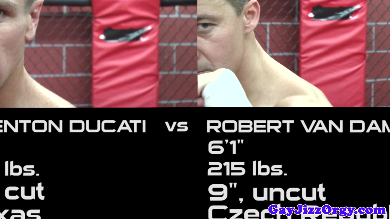 Cumshot loving jock in the octagon cocksucking