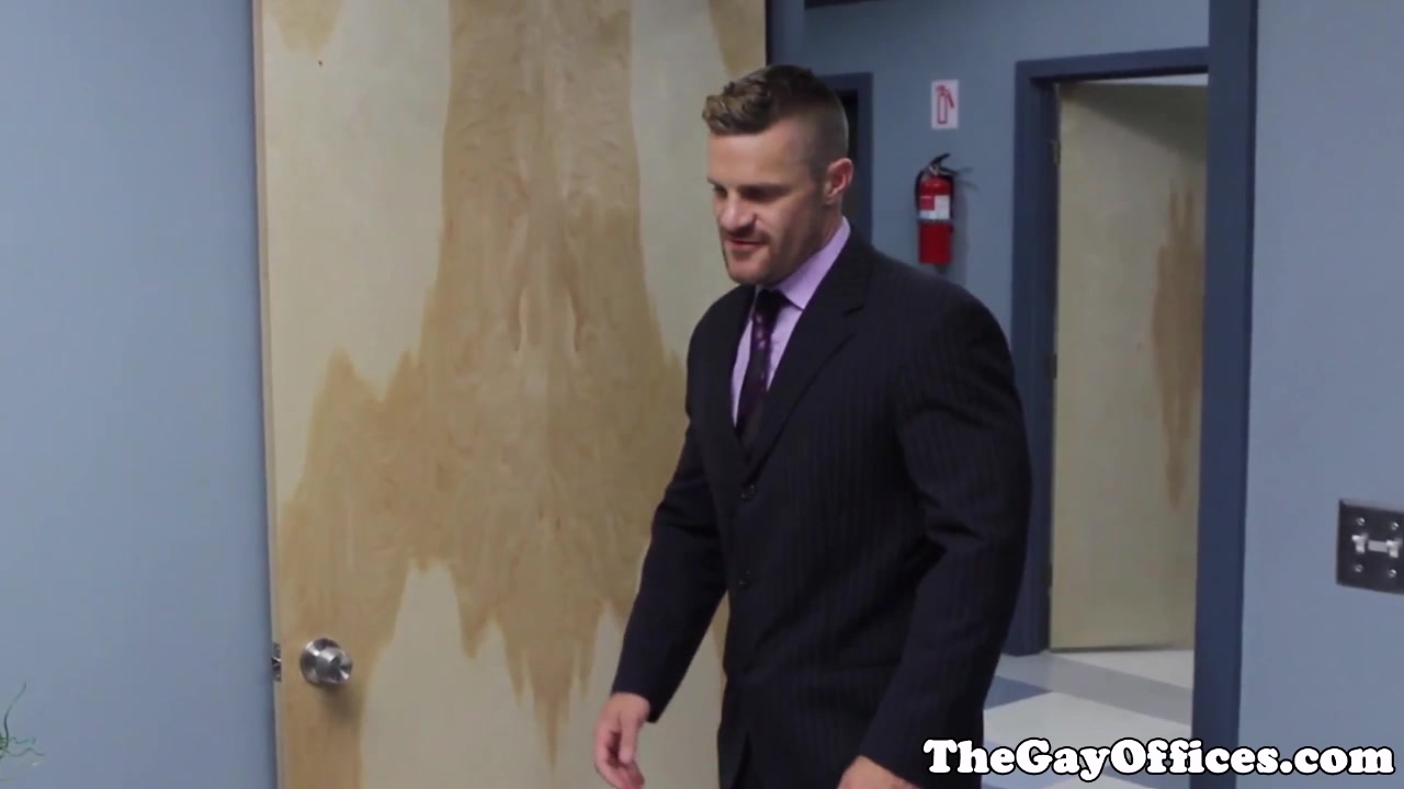 Suited gay assfucked hunky colleagues asshole