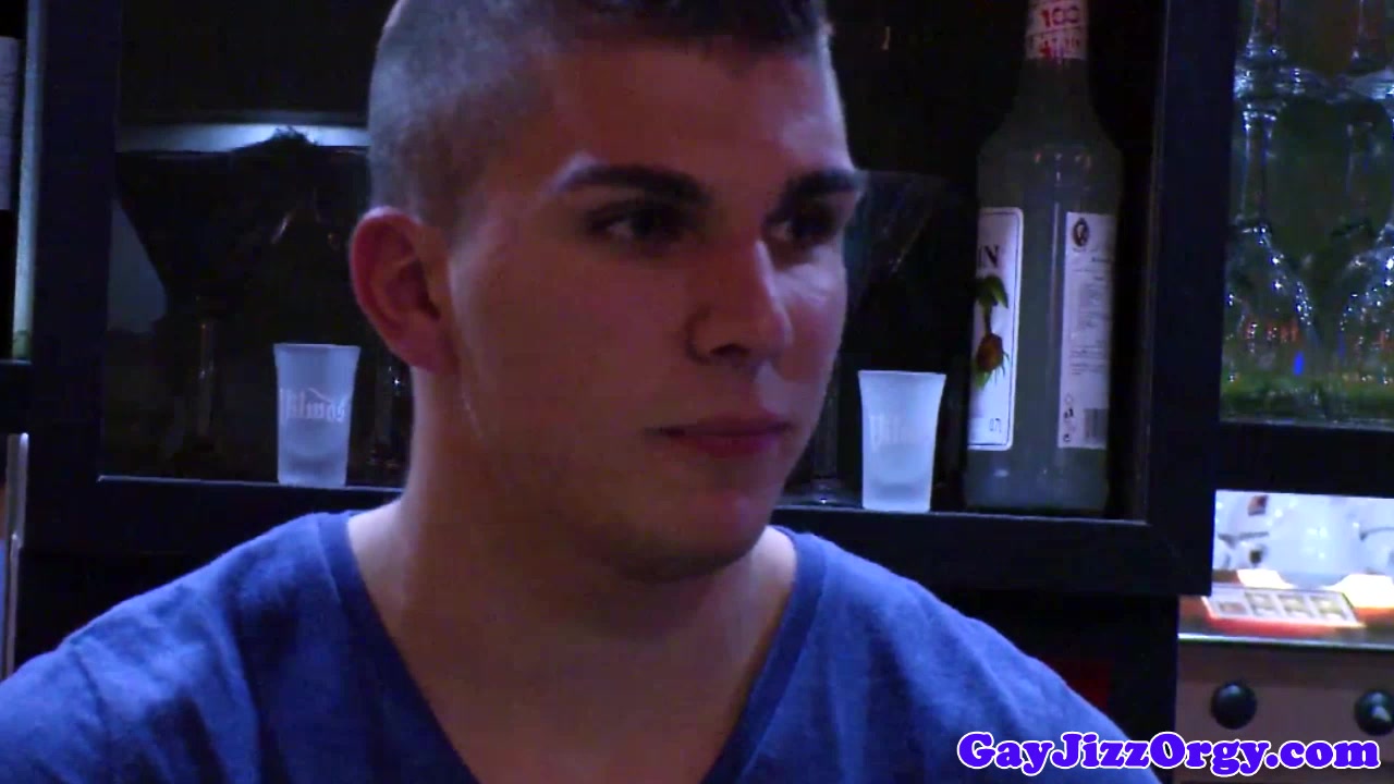 Gay group orgy fun from a european jock bar