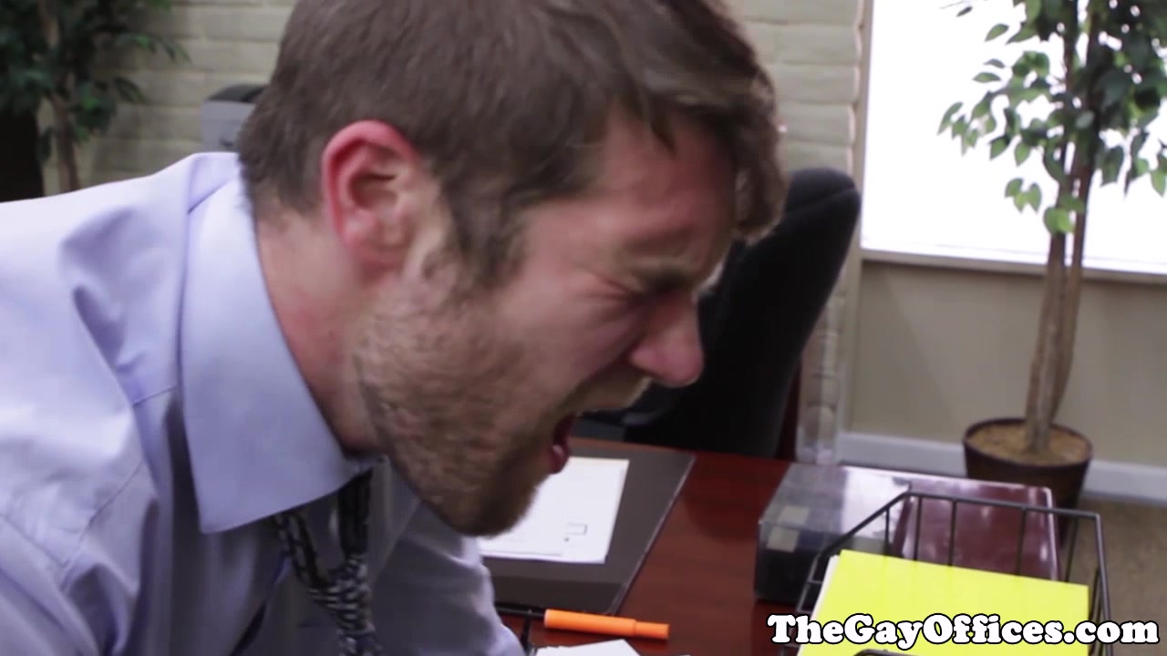 Gay office hunk pounded in his tight ass