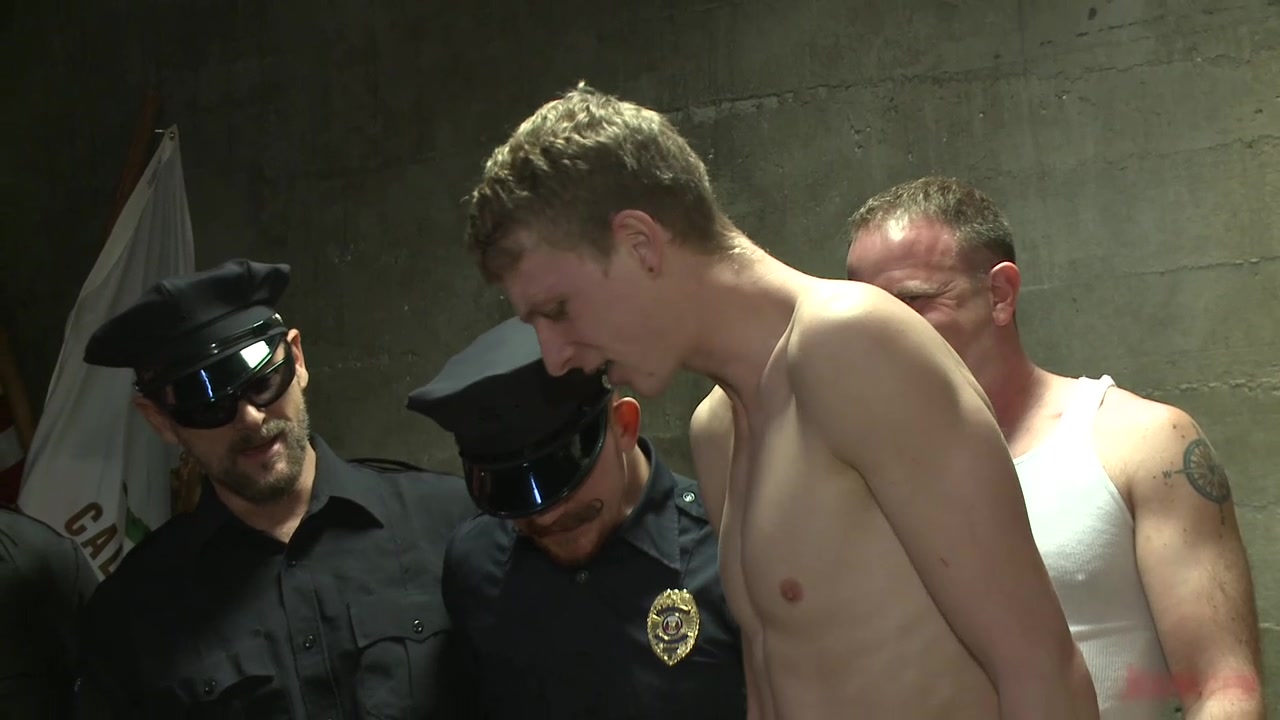 Bound in Public. Hairy perv gets taken downtown and gang fucked by the whole jail house