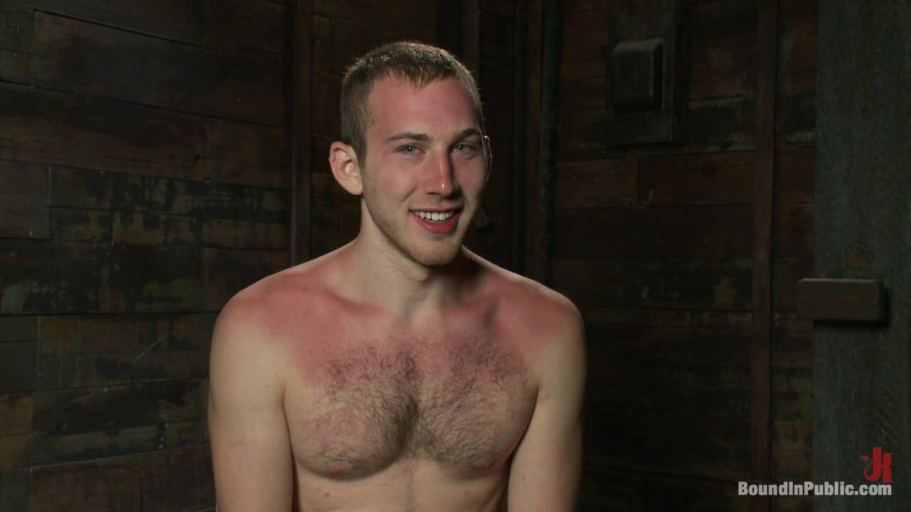 Bound in Public. Cody Allen Naked Tied up Zippered Humiliated in Public