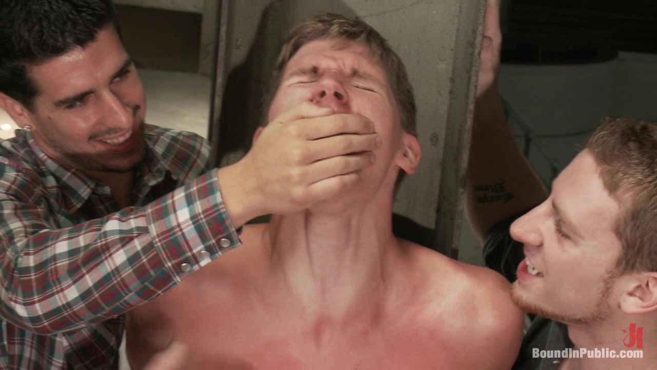 Bound in Public. Hazing the brand new boy in front of a crowd CMNM style