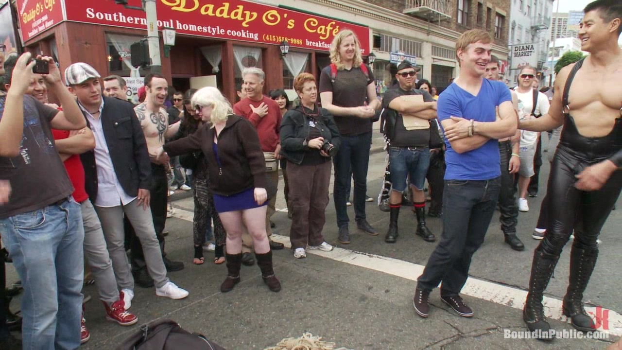 Bound in Public. Noah Brooks is dragged through the streets bound and pissed o