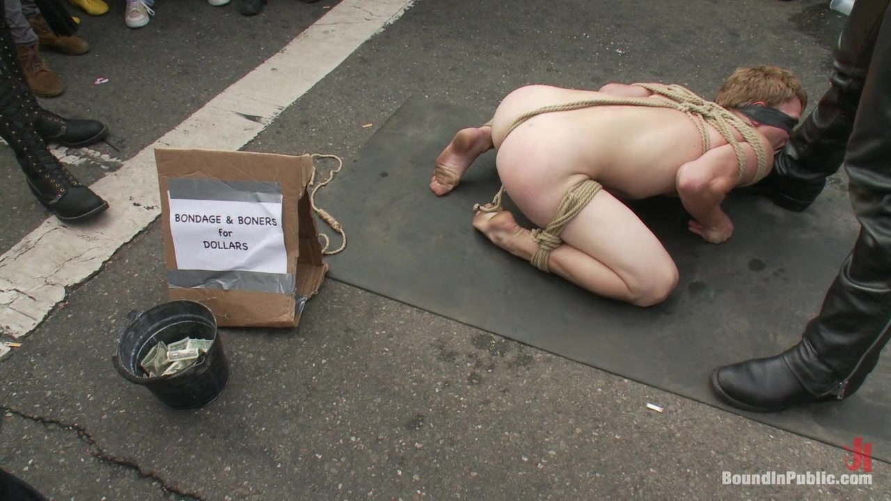 Bound in Public. Noah Brooks is dragged through the streets bound and pissed o